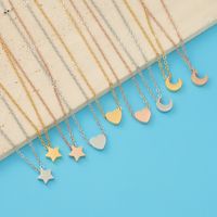 Stainless Steel 18K Gold Plated Lady Simple Style Star Moon Heart Shape None Pendant Necklace main image 1