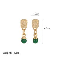 1 Pair Simple Style Round Ball Plating Inlay Copper Natural Stone 18k Gold Plated Drop Earrings Ear Studs main image 3