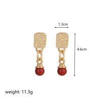 1 Pair Simple Style Round Ball Plating Inlay Copper Natural Stone 18k Gold Plated Drop Earrings Ear Studs main image 2