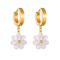 Titanium Steel 18K Gold Plated Elegant Simple Style Inlay Flower Acrylic Earrings Necklace main image 4