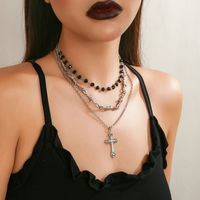 Wholesale Jewelry Gothic Hip-Hop Irregular Cross Alloy Iron Patchwork Pendant Necklace sku image 1