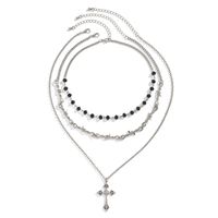 Wholesale Jewelry Gothic Hip-Hop Irregular Cross Alloy Iron Patchwork Pendant Necklace main image 3