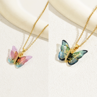 Süss Einfacher Stil Schmetterling Kupfer 18 Karat Vergoldet Zirkon Halskette In Masse main image 1