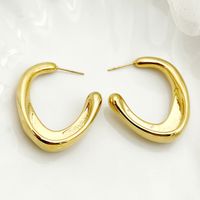 1 Pair Streetwear Commute C Shape Plating 304 Stainless Steel Gold Plated Ear Studs main image 3