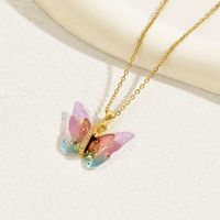 Sweet Simple Style Butterfly Copper 18k Gold Plated Zircon Necklace In Bulk sku image 2