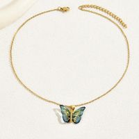 Süss Einfacher Stil Schmetterling Kupfer 18 Karat Vergoldet Zirkon Halskette In Masse main image 7