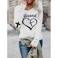 Women's T-shirt Long Sleeve T-shirts Printing Casual Cross Letter Heart Shape main image 1