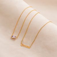 Stainless Steel 18K Gold Plated Sexy Simple Style Plating Inlay Letter Constellation Zircon Pendant Necklace main image 7