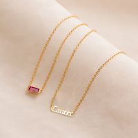 Stainless Steel 18K Gold Plated Sexy Simple Style Plating Inlay Letter Constellation Zircon Pendant Necklace main image 6