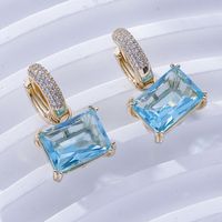 1 Pair Casual Sweet Korean Style Geometric Inlay Copper Zircon Gold Plated Drop Earrings main image 4