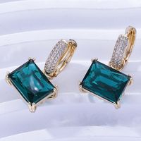 1 Pair Casual Sweet Korean Style Geometric Inlay Copper Zircon Gold Plated Drop Earrings main image 5
