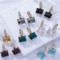 1 Pair Casual Sweet Korean Style Geometric Inlay Copper Zircon Gold Plated Drop Earrings main image 2