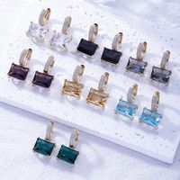 1 Pair Casual Sweet Korean Style Geometric Inlay Copper Zircon Gold Plated Drop Earrings main image 1
