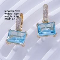 1 Pair Casual Sweet Korean Style Geometric Inlay Copper Zircon Gold Plated Drop Earrings sku image 1