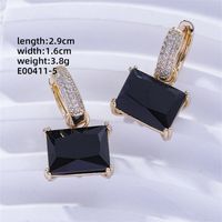 1 Pair Casual Sweet Korean Style Geometric Inlay Copper Zircon Gold Plated Drop Earrings sku image 15