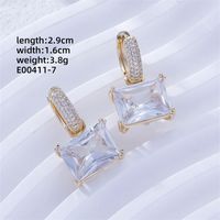 1 Pair Casual Sweet Korean Style Geometric Inlay Copper Zircon Gold Plated Drop Earrings sku image 2