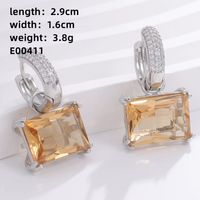 1 Pair Casual Sweet Korean Style Geometric Inlay Copper Zircon Gold Plated Drop Earrings sku image 14