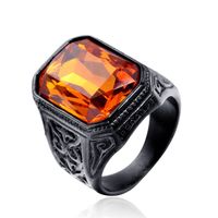Simple Style Square Titanium Steel Inlay Glass Stone 18K Gold Plated Rhodium Plated Men'S Rings main image 4