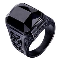 Simple Style Square Titanium Steel Inlay Glass Stone 18K Gold Plated Rhodium Plated Men'S Rings main image 5