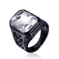 Simple Style Square Titanium Steel Inlay Glass Stone 18K Gold Plated Rhodium Plated Men'S Rings main image 6