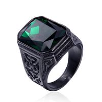 Simple Style Square Titanium Steel Inlay Glass Stone 18K Gold Plated Rhodium Plated Men'S Rings main image 2