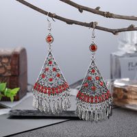 1 Pair Ethnic Style Round Tassel Alloy Plating Inlay Artificial Diamond Women's Drop Earrings sku image 1