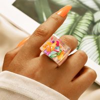 Simple Fashion Transparent Acrylic Resin French Retro Wind Creative Diamond Ring sku image 60
