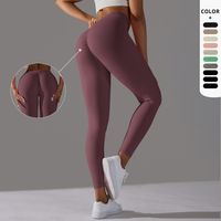 Des Sports Couleur Unie Nylon Mélange De Coton Actif Bas Leggings main image 5