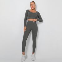 Sports Solid Color Nylon Tracksuit T-shirt Leggings main image 4