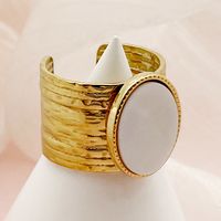 304 Stainless Steel 14K Gold Plated Glam Vintage Style Plating Geometric Shell Open Rings main image 1