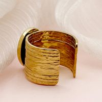 304 Stainless Steel 14K Gold Plated Glam Vintage Style Plating Geometric Shell Open Rings main image 3