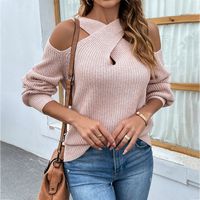 Women's Sweater Long Sleeve Sweaters & Cardigans Hollow Out Simple Style Solid Color main image 4