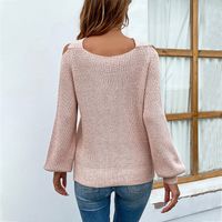 Women's Sweater Long Sleeve Sweaters & Cardigans Hollow Out Simple Style Solid Color main image 6