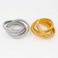 Simple Style Solid Color 304 Stainless Steel 18K Gold Plated Bangle In Bulk main image 6