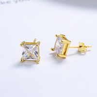 1 Pair Lady Square Plating Inlay Sterling Silver Zircon Ear Studs main image 1