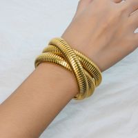 Simple Style Solid Color 304 Stainless Steel 18K Gold Plated Bangle In Bulk main image 4