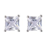 1 Pair Lady Square Plating Inlay Sterling Silver Zircon Ear Studs main image 2