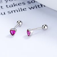1 Pair Simple Style Heart Shape Plating Inlay Sterling Silver Zircon Ear Studs sku image 3
