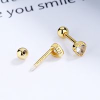 1 Pair Simple Style Heart Shape Plating Inlay Sterling Silver Zircon Ear Studs main image 3