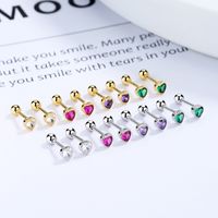 1 Pair Simple Style Heart Shape Plating Inlay Sterling Silver Zircon Ear Studs main image 1
