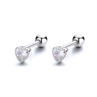 1 Pair Simple Style Heart Shape Plating Inlay Sterling Silver Zircon Ear Studs main image 5