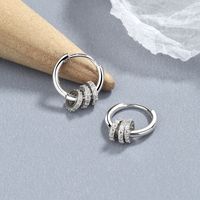 1 Pair Lady Round Plating Inlay Sterling Silver Artificial Gemstones Earrings sku image 1