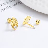1 Pair Simple Style Leaf Plating Inlay Sterling Silver Artificial Gemstones Ear Studs main image 2