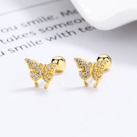1 Pair Simple Style Butterfly Plating Inlay Sterling Silver Artificial Gemstones Ear Studs main image 4