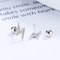 1 Pair Simple Style Lightning Plating Inlay Sterling Silver Artificial Gemstones Ear Studs main image 5