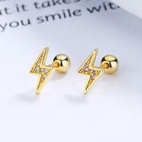 1 Pair Simple Style Lightning Plating Inlay Sterling Silver Artificial Gemstones Ear Studs main image 1