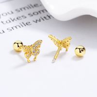 1 Pair Simple Style Butterfly Plating Inlay Sterling Silver Artificial Gemstones Ear Studs main image 1
