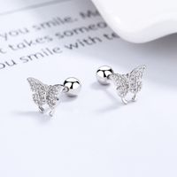 1 Pair Simple Style Butterfly Plating Inlay Sterling Silver Artificial Gemstones Ear Studs sku image 1