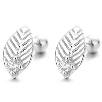1 Pair Simple Style Leaf Plating Inlay Sterling Silver Artificial Gemstones Ear Studs main image 3