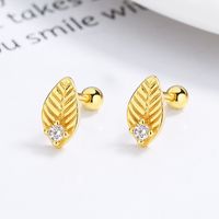 1 Pair Simple Style Leaf Plating Inlay Sterling Silver Artificial Gemstones Ear Studs main image 1